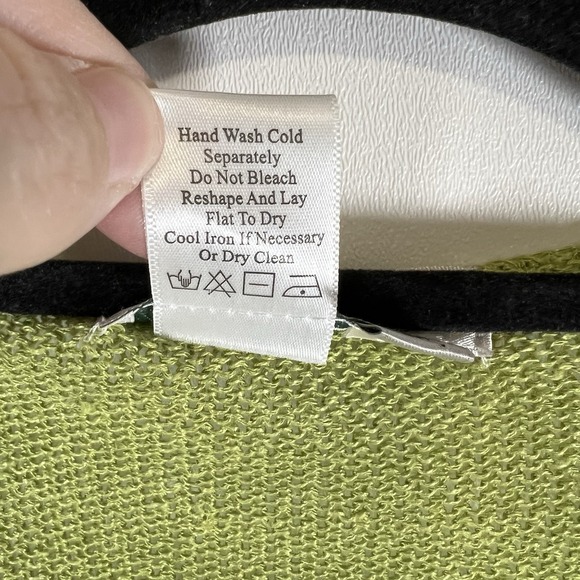 Coldwater Creek Green Tie Front Sweater Linen Cotton Size M Y2K 90s Friends - Picture 5 of 8
